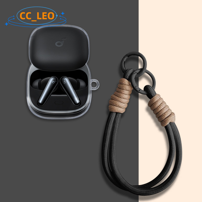 สําหรับ Anker Soundcore Liberty 5 Case Clear TPU Soft Case เชือกเส้นเล็กน่ารักพร้อมตะขอเหมาะสําหรับ 