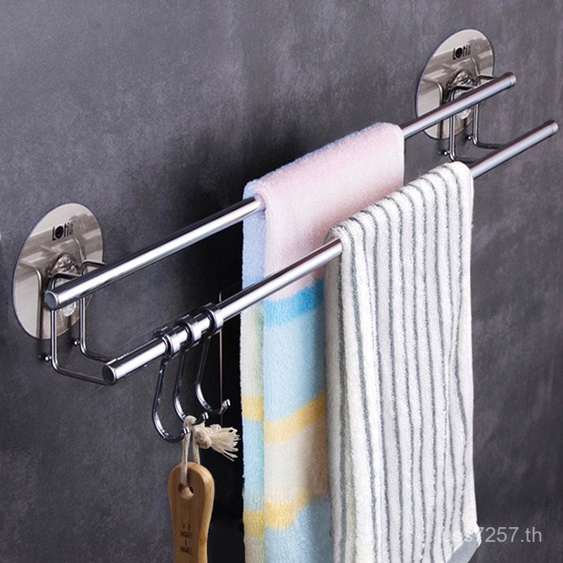 ห้องน้ําผ้าขนหนูบาร์เล็บฟรีแขวนชั้นวางชั้นวางห้องน้ําอบแห้งสแตนเลสพรุนแขวนก้านชั้นวางผ้าขนหนู ns2ก
