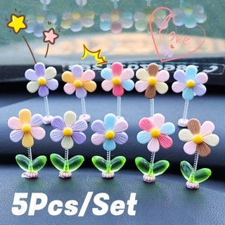 1-5ชิ้นดอกไม้สายรุ้งแดชบอร์ดเครื่องประดับ-คอนโซลกลางสั่นตกแต่ง-ตลก,น่ารัก,หลายสี-ดอกไม้โชคดี,A00308