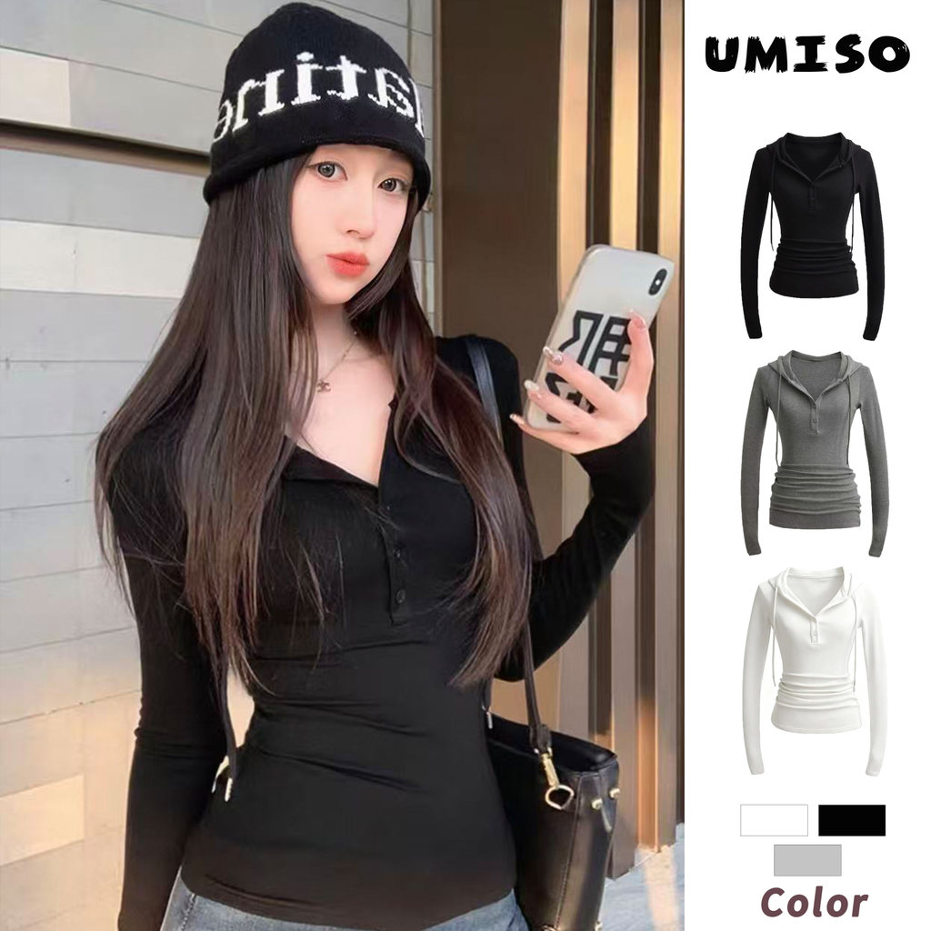 ส่งไวจากไทย เสื้อผู้หญิง มีฮู้ด เอวเข้ารูป ดีไซน์หวานเซ็กซี่ ใส่แล้วสวย เลือกได้ 3สี UMISO