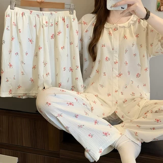 PAJAMAS HOMEWEAR ชุดเซ็ท 3 ชิ้น ชุดนอนแขนสั้น ชุดนอนเกาหลี 🍄 มีหลายไซต์ อก 32-46 นิ้ว W209