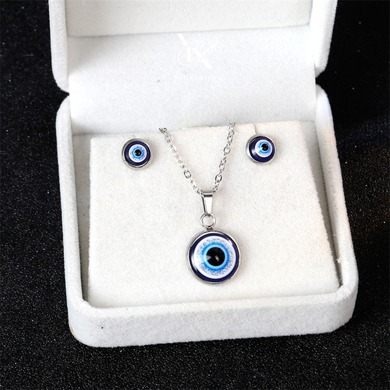 YX Evil Eye ชุดเครื่องประดับ Boho สไตล์ Y2K สร้อยคอนิกซีลและต่างหู สำหรับงานปาร์ตี้ ราคา ถูกที่สุด ดีลบีเคเค แกลเลอรีภาพที่ 7