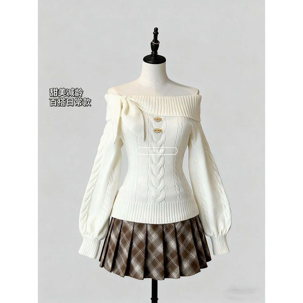 เสื้อสเวตเตอร์สวมหัวแขนยาวสไตล์ญี่ปุ่น ออกแบบให้อวบอิ่มและกระชับท้องสำหรับฤดูหนาว