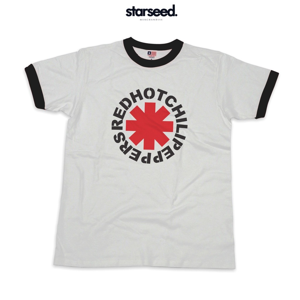RED HOT CHILI PEPPERS RHCP - เสื้อยืด LOGO RINGER เสื้อยืดคอตตอน 90-150cm
