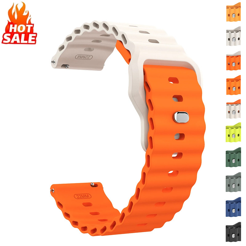 22 มม.Soft Sport สายซิลิโคนสําหรับ Huawei นาฬิกา GT6/GT5/GT4 46 มม.สําหรับ Redmi Watch 5 Active/ 5 Lite สําหรับ Amazfit Bip 6/Bip 5 สาย Band