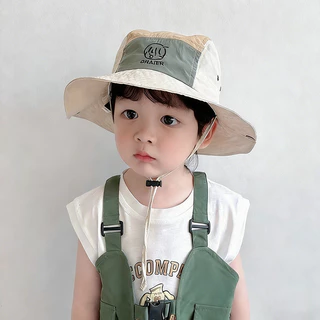 หมวกกันแดดเด็ก หมวกกันแดด มีสายคล้องคาง ปรับได้ กลางแจ้ง แห้งเร็ว หมวกเด็ก 2-7 ขวบ