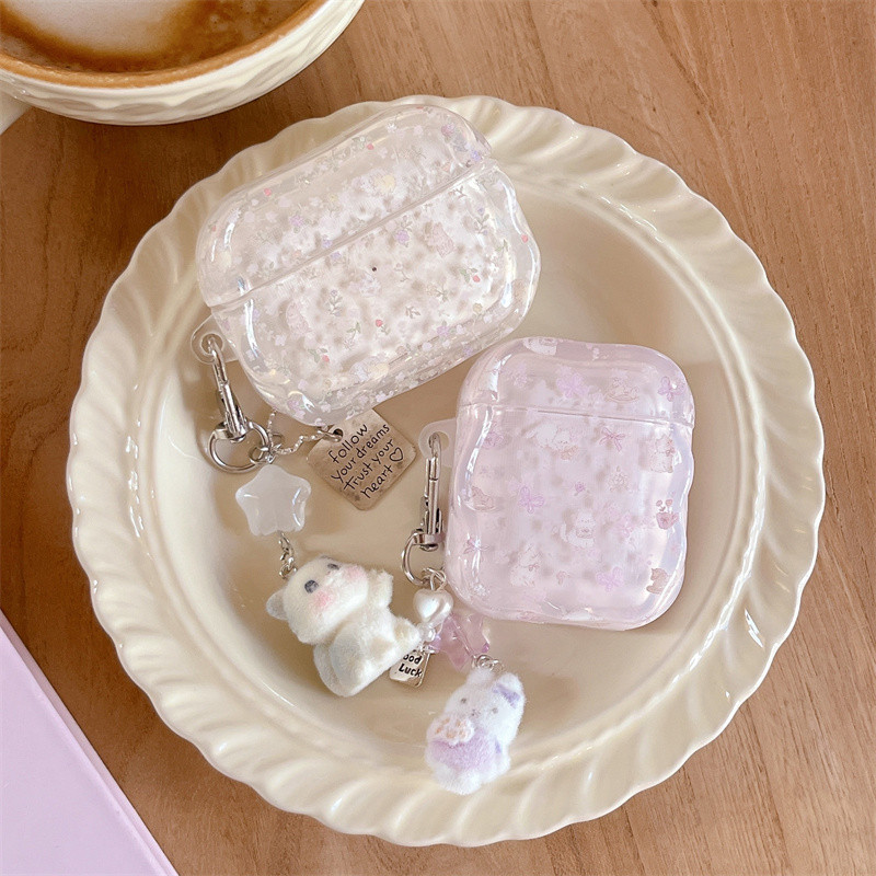 แมวดอกไม้กระต่ายสําหรับ Airpods 1/2 3 Pro2 pro3 Airpods4 耳机套装 无线蓝牙保护套 AirPods Pro i3 i4 pro3 耳机保护套