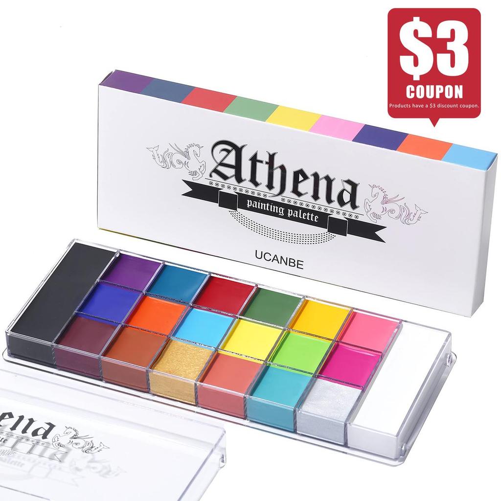 UCANBE Athena Face and Body Oil Paint Palette, Professional และปลอดภัยปลอดสารพิษ Tattoo ฮาโลวีนเทคนิ