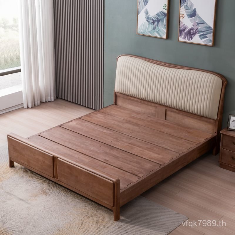 Storage Simple Oak เตียงไม้นุ่มหนังแท้ Modern Master จริง 1.5m สีขาว fle พร้อมที่เชื่อถือได้เตียงคู่