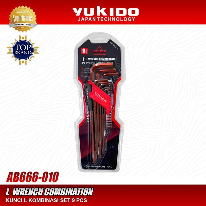 [ ST88 ] YUKIDO L-WRENCH S2 COMBINATION SET 9PCS STAR และ HEXAGONAL / L WRENCH COMBINATION AB666-10