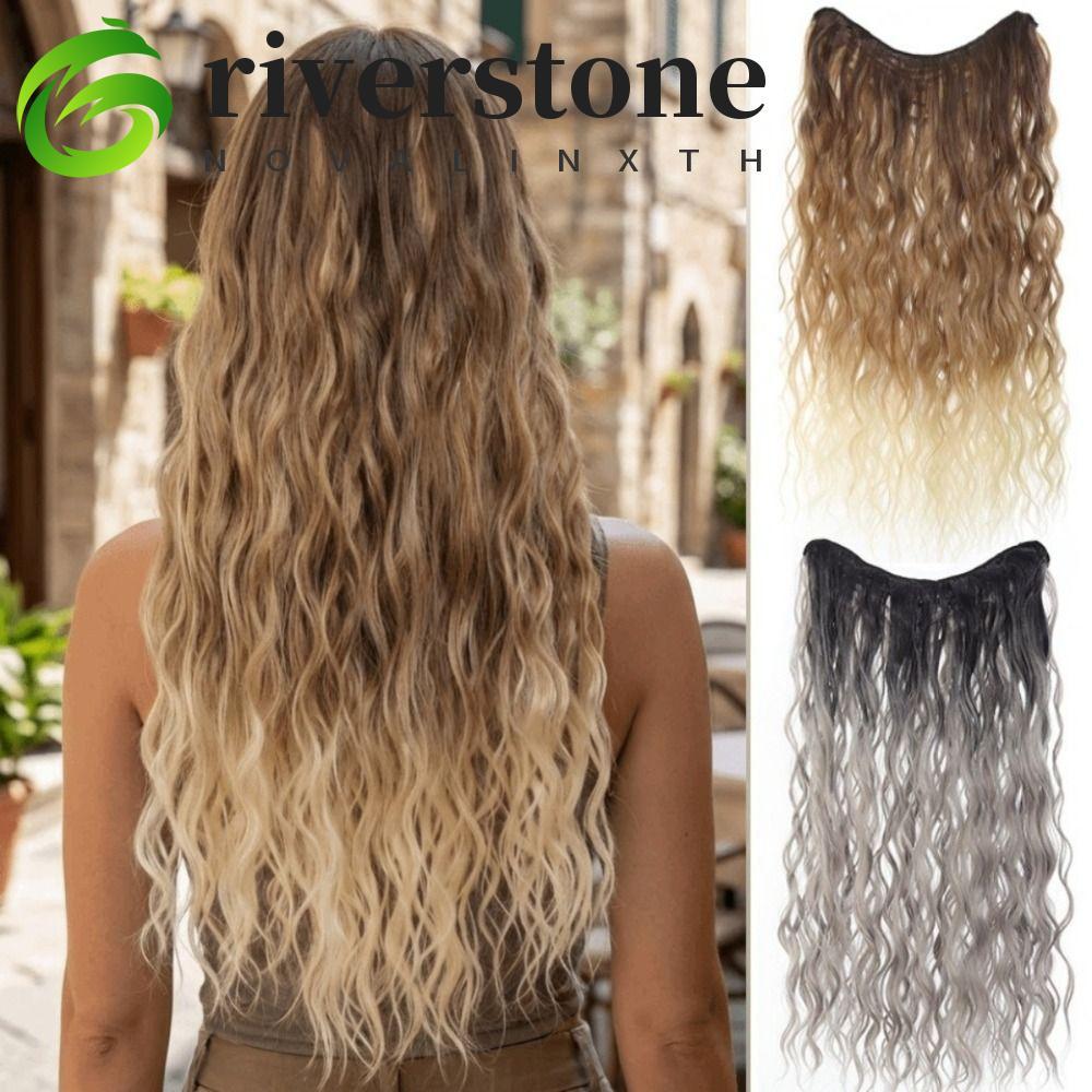 RIVERSTONE ครึ่งวิกผม U-Shaped กันน้ำได้ 5 คลิป 24 นิ้ว ผมเส้นใยธรรมชาติสังเคราะห์ทนความร้อนสำหรับผู