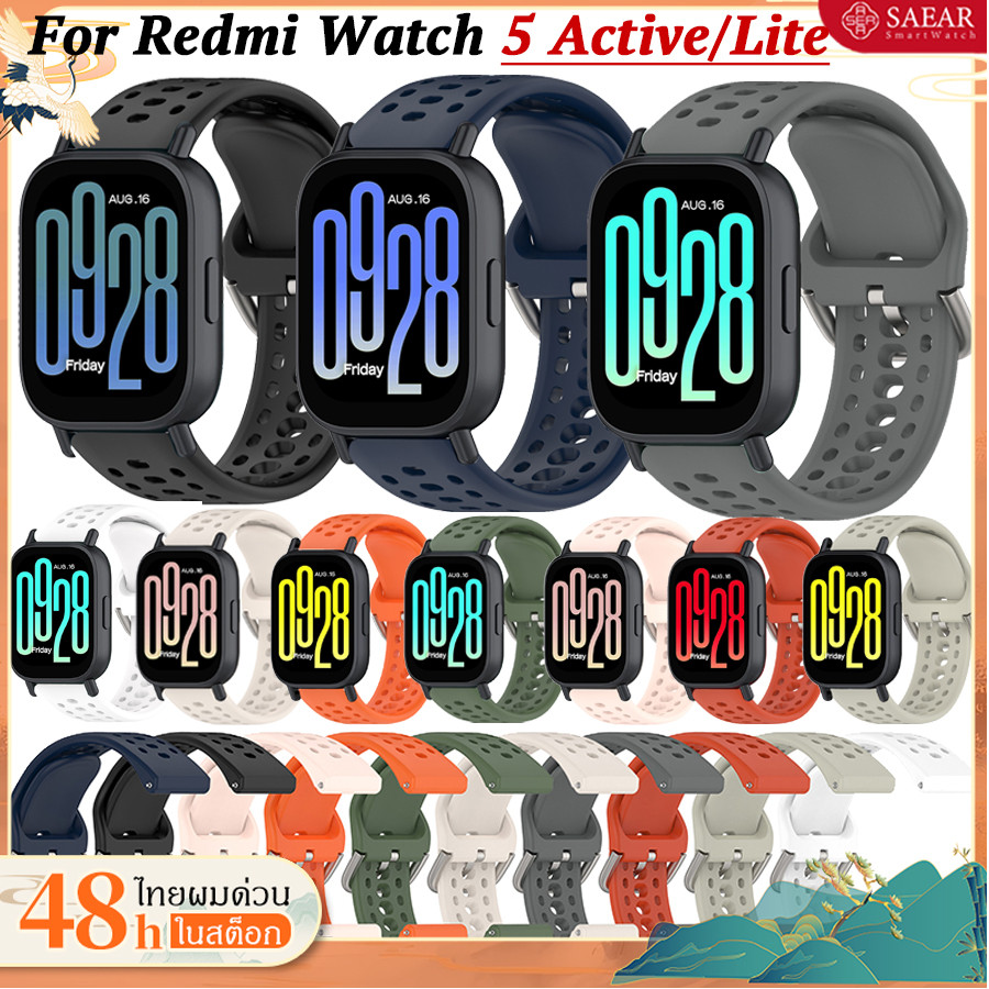 สายซิลิโคนเดิมสำหรับ Redmi Watch 5 Active/Lite 22mm อุปกรณ์เสริมสายเคเบิลกีฬาสายรัดข้อมืออ่อนที่ระบายอาศัย