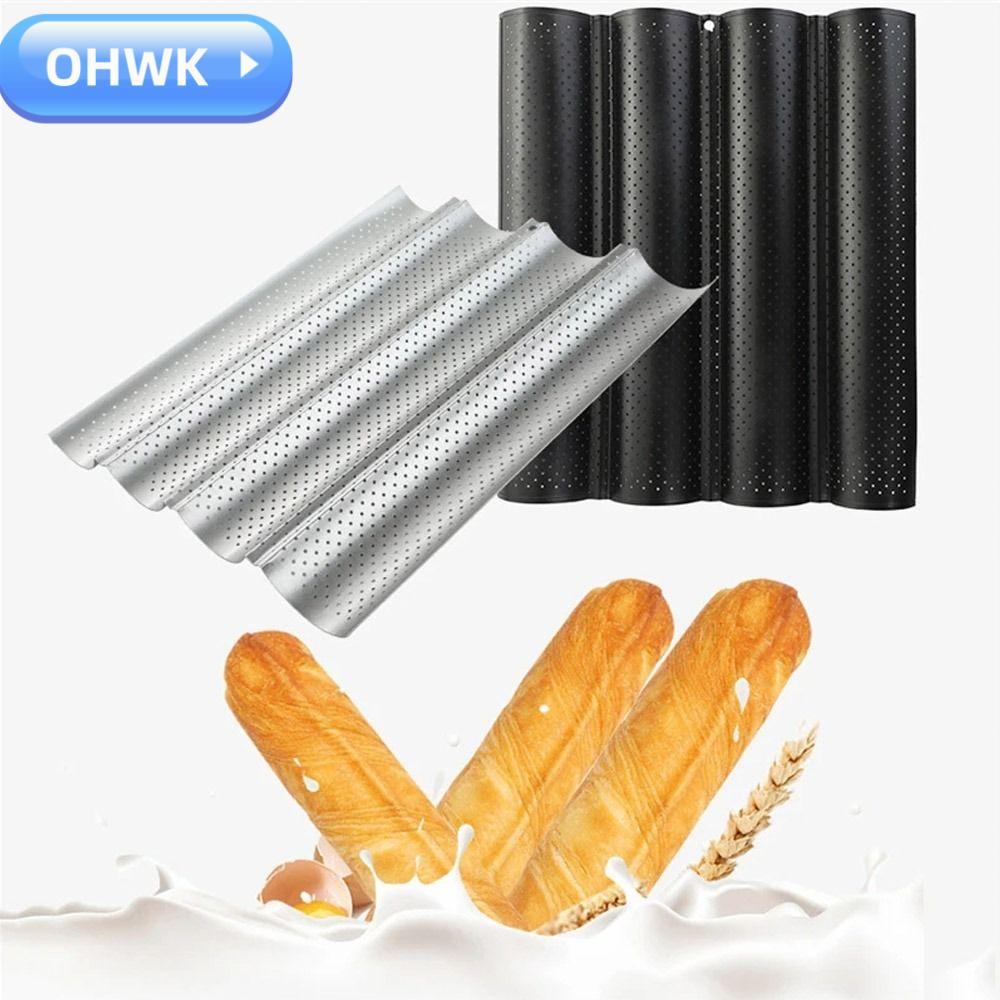OHWK แม่พิมพ์ Baguette, Bakeware Waves Baguette Baking Tray, Nonstick Baking Tool French Bread Toast