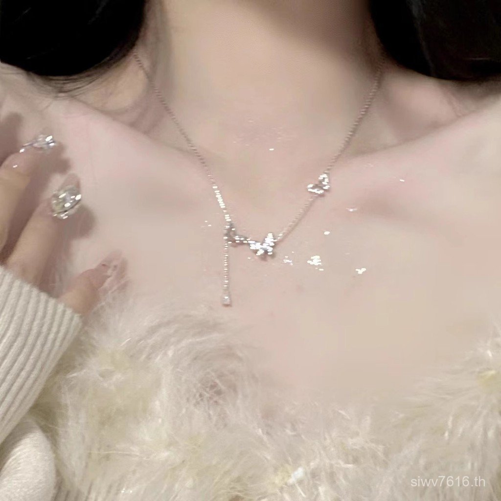สร้อยคอลักษณะคลาเวียิกแบบผีเสื้อ สไตล์หรูหราสำหรับผู้หญิง ดูแพงและสง่างาม EFB5