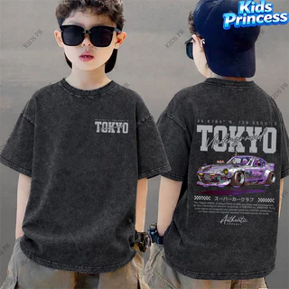 COD 2026 สินค้าใหม่ ทรงหลวม คอกลม เสื้อเด็ก kids Distressed T-shirt ผ้าฝ้าย เด็กชาย เสื้อผ้าเด็ก t-shirt S78