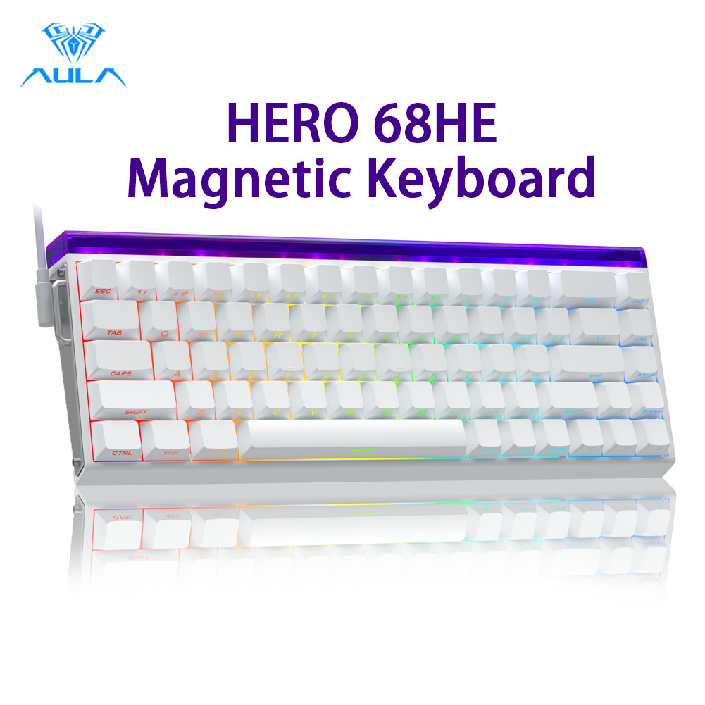 Aula HERO 68HE Magnetic RT คีย์บอร์ด 68 คีย์ 8Khz แบบมีสาย RGB พุดดิ้งคีย์บอร์ด Fast Trigger Hot Swa