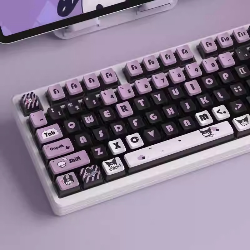 keycap keycap ใส Kuromi Four-Sided Transparent Pudding Keycap PBT ระเหิดห้าด้าน OEM ปุ่มกดคีย์บอร์ดส