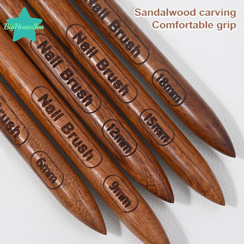 [Sea-t] 6/9/12/15/18 มม. แปรงซับเล็บวาดเส้นแถบจิตรกรรมดอกไม้ปากกาเล็บแต่งเล็บไม้จันทน์จับ - รูปที่ 2