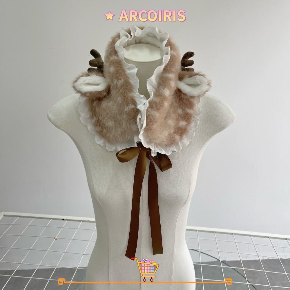 ARCOIRIS ผ้าพันคอกำมะหยี่ หนานุ่ม สไตล์ elk สำหรับคอสเพลย์และฤดูหนาว
