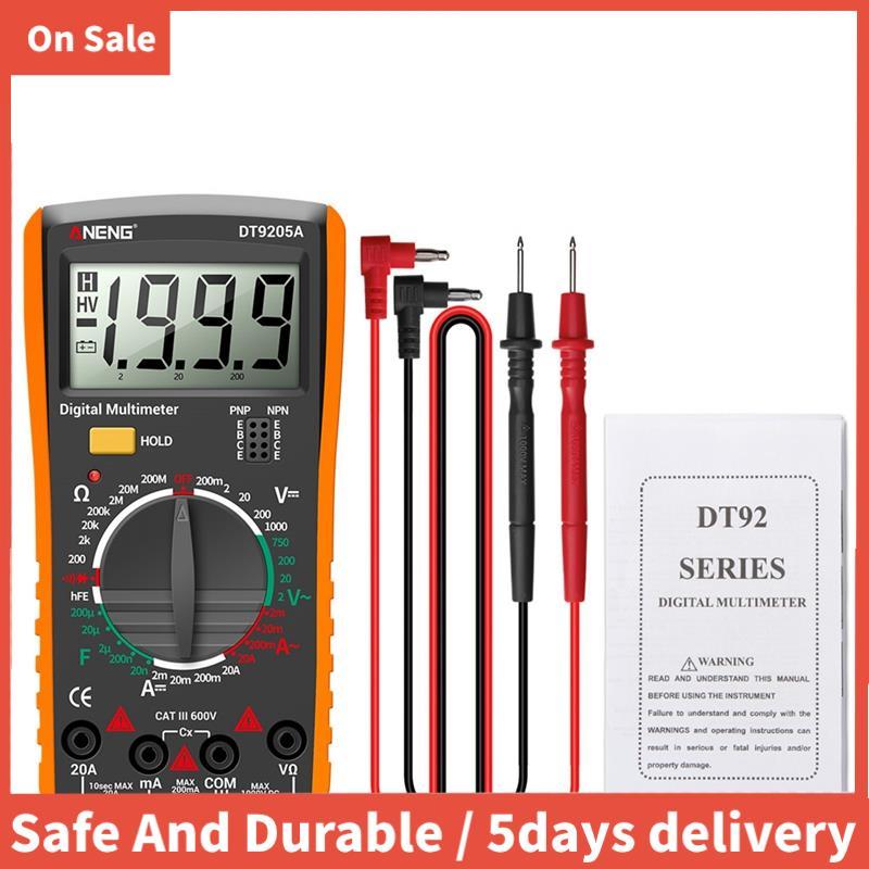 DT9205A มัลติมิเตอร์แบบดิจิตอลเครื่องทดสอบทรานซิสเตอร์ไฟฟ้า NCV Test Meter Profesional Analog Auto R