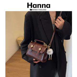 Hanna กระเป๋าสะพายคู่แฟชั่น วิทยาลัยลม วินเทจเรียบง่าย เวอร์ชันเกาหลี กระเป๋าาถือ