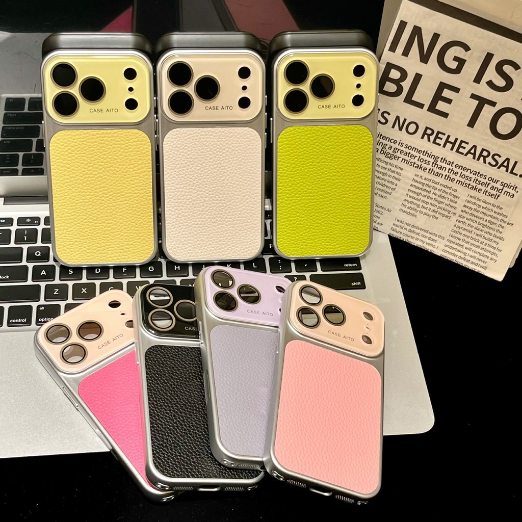 Second Larger Window Glass Lens Suitable for Iphone16pro Max Apple 15 Phone Case 14/13 Lychee Leathe