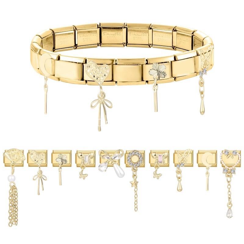 สร้อยข้อมือสแตนเลสสไตล์อิตาเลียน ตกแต่งด้วยโบว์หัวใจสีแดงและชาร์ม เพิ่มความสวยงามในการทำเครื่องประดับเอง - รูปที่ 5