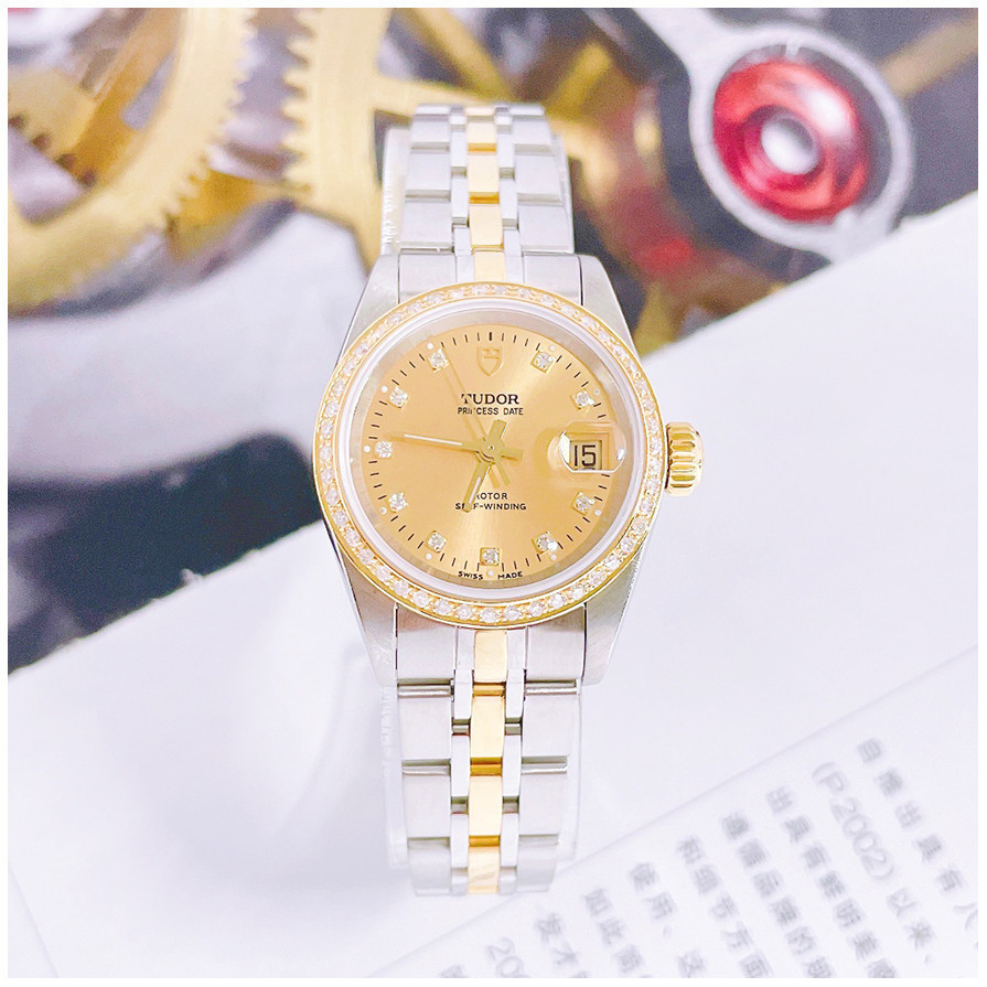 Tudor Tudor Gold Back Diamond Watch นาฬิกากลไกอัตโนมัติสุภาพสตรี