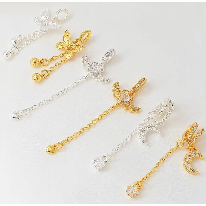 สร้อยข้อมือและสร้อยคอมัลติฟังก์ชัน ทองแดงชุบทอง 18K พร้อมเซอร์โคเนียน design ผีเสื้อ Moon Wings DIY