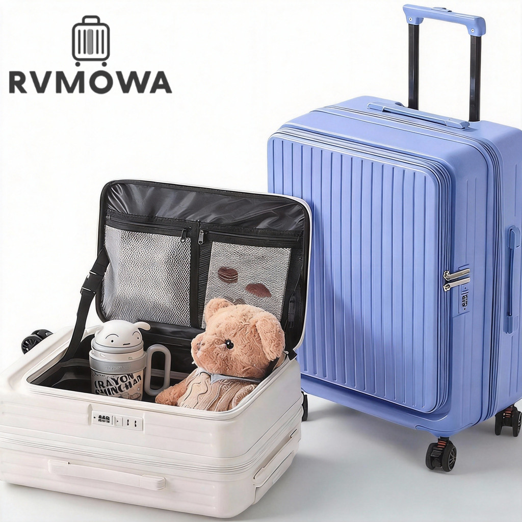 【RVMOWA】กระเป๋าเดินทางล้อลาก (กระเป๋าเปิดหน้า) กระเป๋าเดินทาง เฟรมซิป ฝาเปิดหน้า ซิปขยายข้าง จุของได้เยอะ