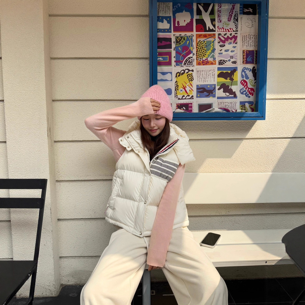 QPQT thombrowne Classic Four-Bar Detachable Hooded90New National Standard Casual Loose Down Vest