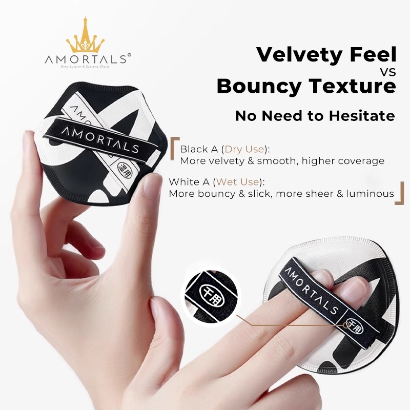 AMORTALS Double A Powder Puff Set Foundation Puff Makeup Sponge Puff尔木双A Powder棉糖气垫 Powder干湿两用超大易湿粉