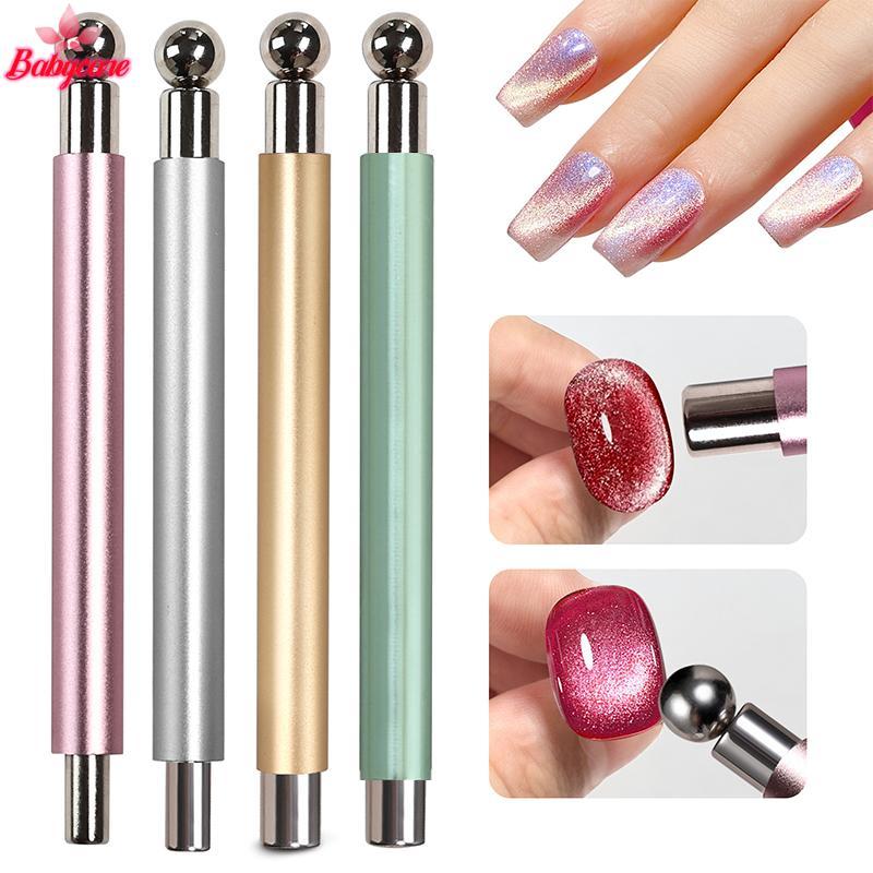 <BYCE-t> Double-end Cats Eye Nail Magnetic Sti Glossy พร้อมลูกเหล็ก 8/10 มม.Super Strong Gel Polish Magnetic Nails เครื่องมือ