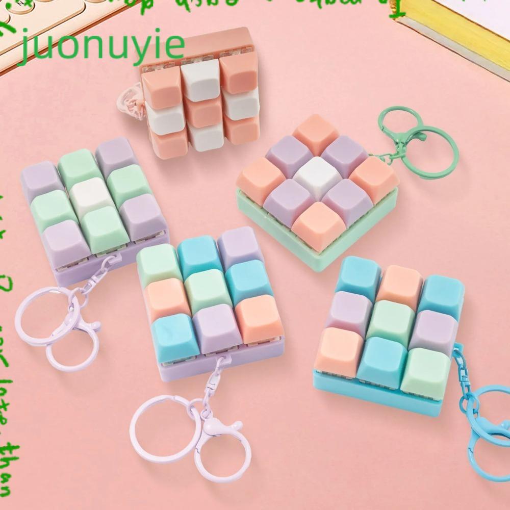 JUONUYIE 9 คีย์บอร์ดของเล่น, Fidget Decompression Anti Stress Finger คีย์บอร์ดเกมพวงกุญแจ, ของขวัญความเครียดบรรเทา DIY ปุ่ม Keycap Creative กระเป๋าจี้ชายหญิง