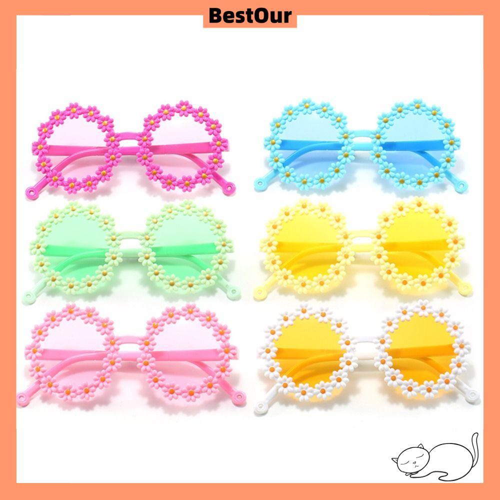 BESTOUR แว่นกันแดดดอกไม้ทรงกลมสําหรับเด็ก, UV 400 Protection Ocean Lens Flowers Sun Shades for Kids 