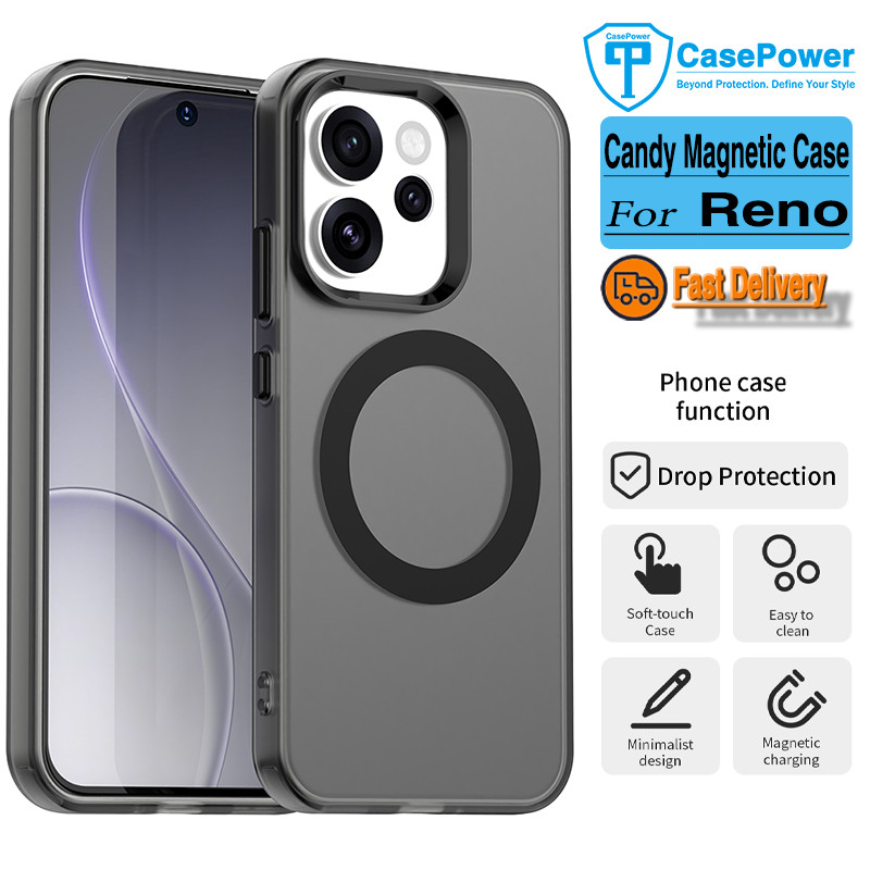 CasePower เคสแม่เหล็กสําหรับOPPO Reno 15 14 13 Pro 15 Pro Max 15F 14F 13F 5GปลอกCandy TPU Anti Dropปกหลัง ราคาถูก Shopee Lazada