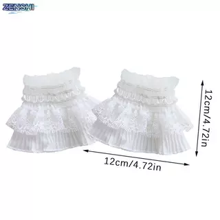 Zenshiaa 1 คู่เล็บลูกไม้ตกแต่ง Cuff Double-Layer ตาข่ายฮอร์นแขนเล็บแสดงยาแขน DIY ยิง Baground Prop