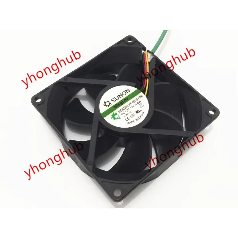 SUNON ME92251VX-Q010-F99 DC 12V 3.4W 3 สาย 92x92x25 มม.พัดลมระบายความร้อนเซิร์ฟเวอร์