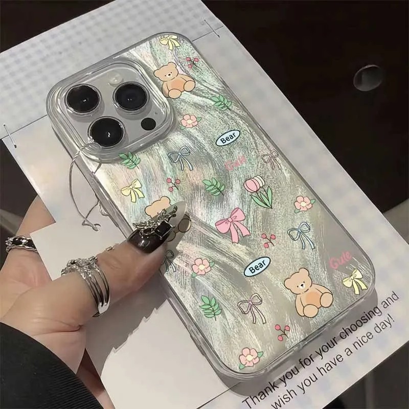 TPU Bow Bear Case Redmi & Realme & infinix redmi a3 12 13 14c redmi note 11 12 13 4g/5g pro poco x6 