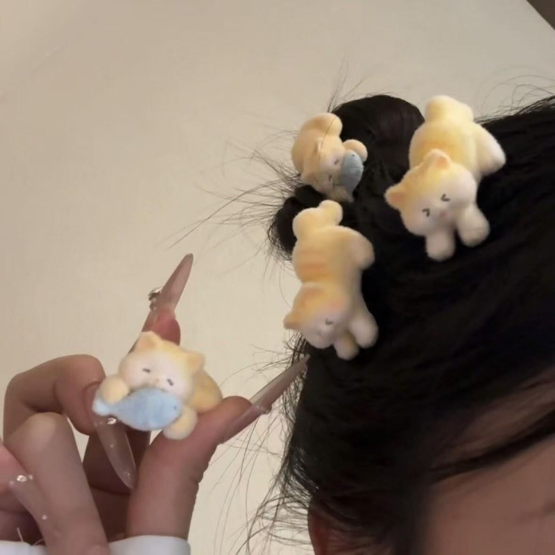 กิ๊บทุ๊กตาลูกแมวน่ารักปี 2026 แบบเรียบและปากเป็ด อุปกรณ์เสริมผม