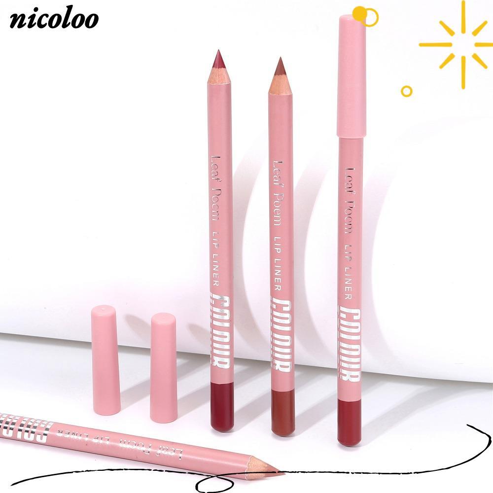 NICOLOO ลิปสติกดินสอ, Long Lasting Moisturising Matte Lipliner Pencil, Plumping Waterproof Lipliner 