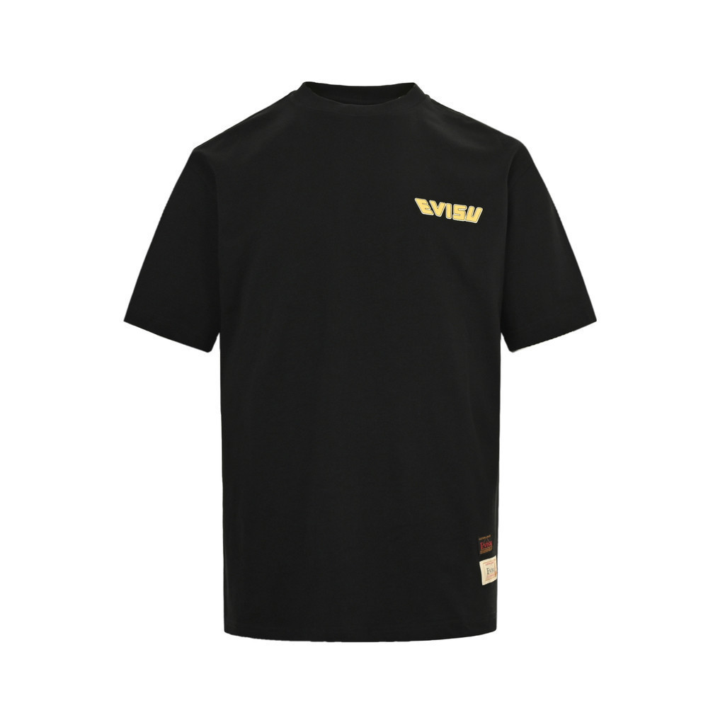 EVISU/God of Fortune 2026 ต้นฤดูใบไม้ผลิสไตล์ใหม่เสื้อยืดแขนสั้นผู้ชายสไตล์ผู้หญิงคู่เสื้อสวมหัวสีคม