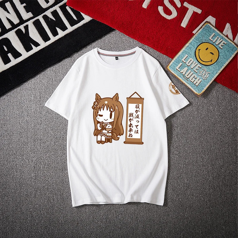 เสื้อยืดแขนสั้นผ้าฝ้าย Pretty Derby Grass Wonder Peripheral: เสื้อยืดลายอนิเมะสไตล์ฮาราจูกุ เสื้อยืด
