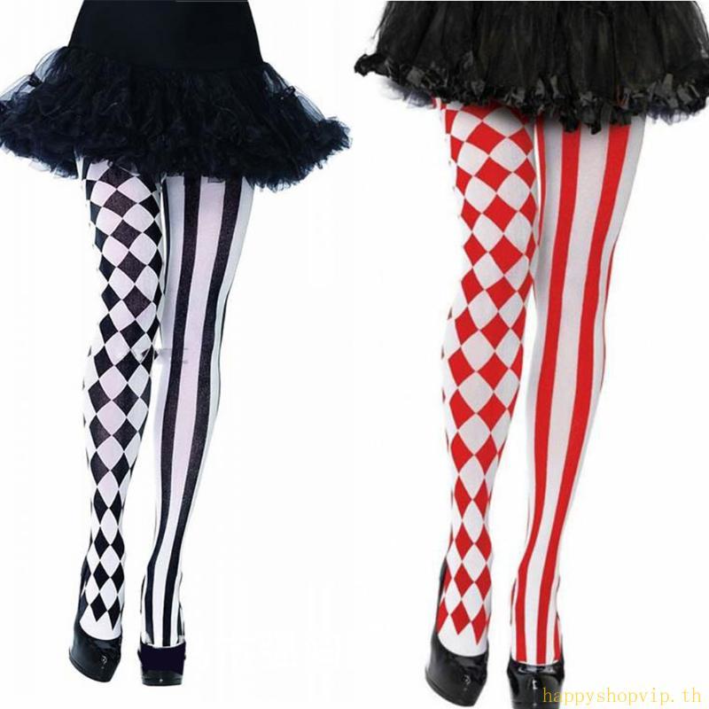 HSV ฮาโลวีน คอสตูมผู้หญิง คลอด์ clown พร้อม pantyhose ลายเช็กเกอร์และลายเพชร