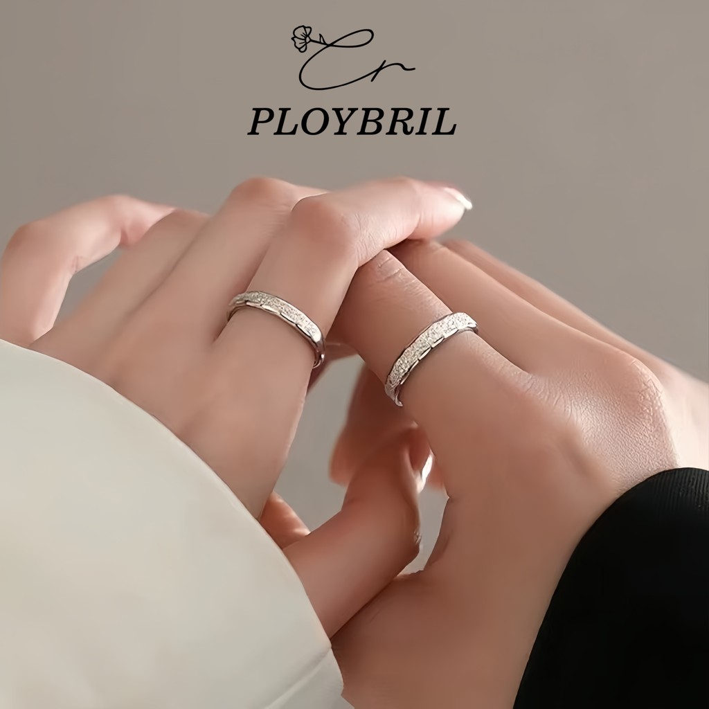 PLOYBRIL แหวนเงินคู่ Shining Galaxy แหวนคู่รัก สไตล์ใหม่ แหวนปรับขนาดได้ ไม่ลอกไม่ดำ วาเลนไทน์ J015