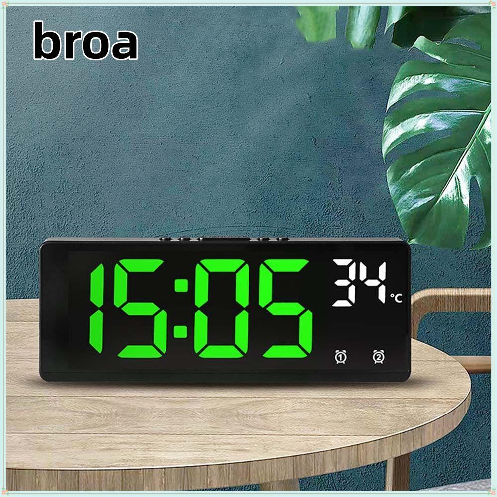 BROA นาฬิกาอิเล็กทรอนิกส์ Home Decor Number Clock Backlight อุณหภูมิปฏิทิน LED Digital