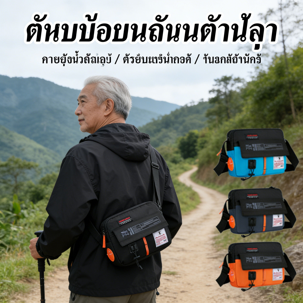 ของได้อเนกประสงค์ ชายและหญิง กระเป๋าสะพายข้าง สไตล์เกาหลี ผ้าไนลอน มี3ช่องซิป ส่งไวจาก