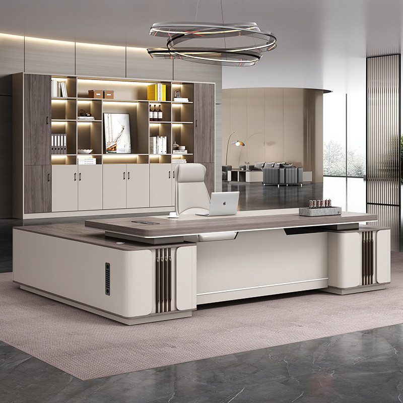 ชุดโต๊ะและเก้าอี้เจ้านาย โต๊ะประธานที่เรียบง่ายและทันสมัย \u200b\u200bโต๊ะผู้จัดการ เฟอร์นิเจอร์สำนั