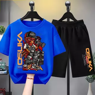 ชุดเสื้อเชิ้ตแขนสั้นและกางเกงขาสั้นฟาร์มสไตล์ไทย สำหรับเด็ก COD เสื้อผ้าเด็ก ดีไซน์ทันสมัย เสื้อผ้าเด็