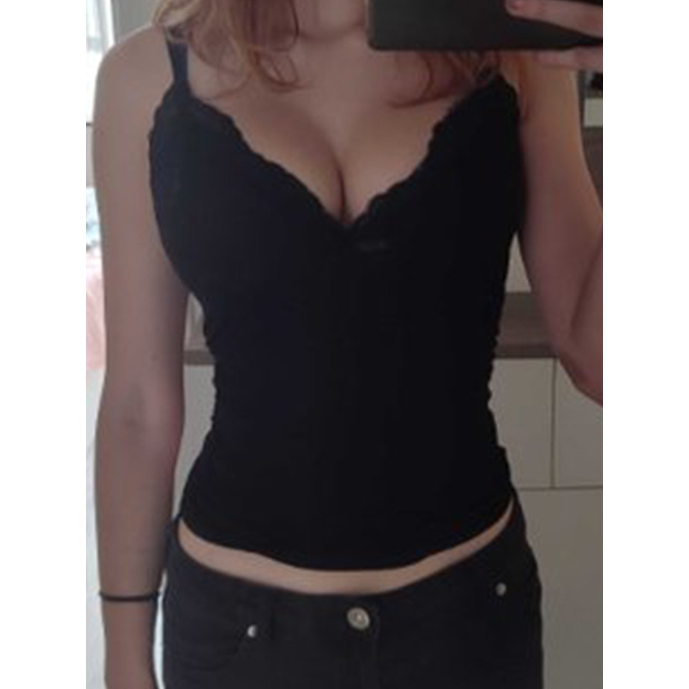 蕾丝背心纯色辣妹修身内搭拼接法式女吊带街 3CRL1Vi54Z0223